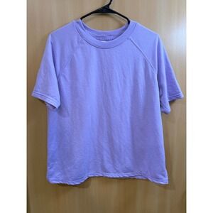 Just Be Womens Lilac Purple Short Sleeve Raglan Sweatshirt Size L